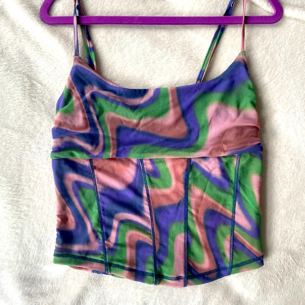 URBAN OUTFITTERS CHROME MULTICOLOR MARBLE  CROPPED TANK TOP